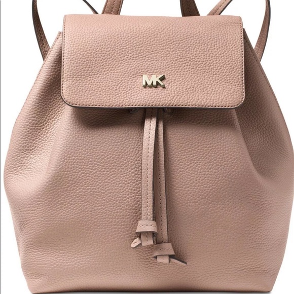 Michael Kors Junie Flap Backpack Leather Fawn Gold